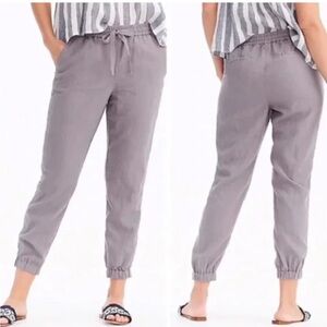 NEW J.Crew Point Sur gray neutral linen blend jogger pants 4